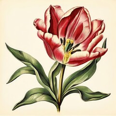 the AI Image Generator, f Red and White Tulips by a Natural Landscape