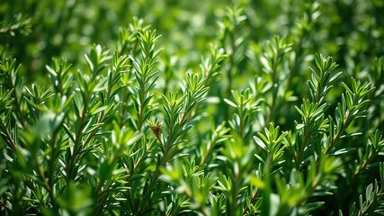 Obraz premium Close-up Rosemary Leaves, Agriculture Plantation, Fresh Green