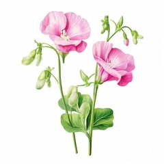 Fototapeta premium the AI Image Generator, Botanical Illustration of Pink and White Snapdragons