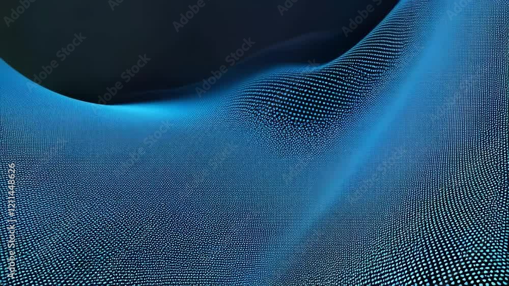 Poster dynamic blue wave motion: abstract curves and gradients in motion
