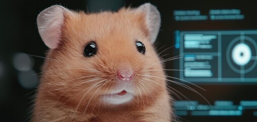 Fototapeta premium Pet ai idea. Cute hamster with soft fur and bright eyes, ideal for animal lovers and pet enthusiasts.