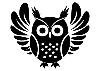 Title: Owl Baby Black and White Isolated Icon .Owl Minimalist and Flat Logo .Owl, Black and White Vector illustration.Owl Baby Minimalist and Flat Logo .Owl Baby, Black and White Vector illustration.