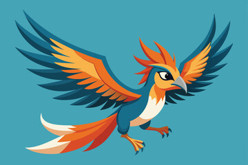 Obraz premium A colorful bird is soaring through the air with elegantly spread wings and a striking design Flying bird Customizable Disproportionate Illustration