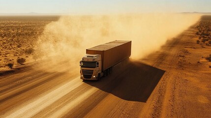 Desert truck shipping dust road container transport