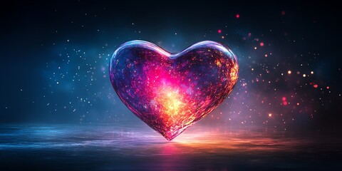 Cosmic Heart: Vibrant Nebula Heart in Dark Space