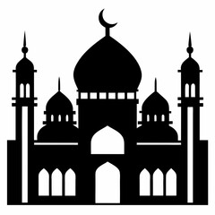 Majestic Mosque Silhouette on White