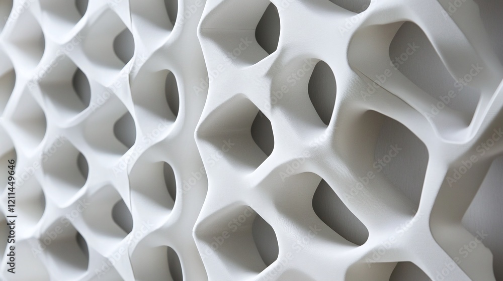 Poster a seamless geometric pattern of hexagons in light gray conveying modernity and structure.