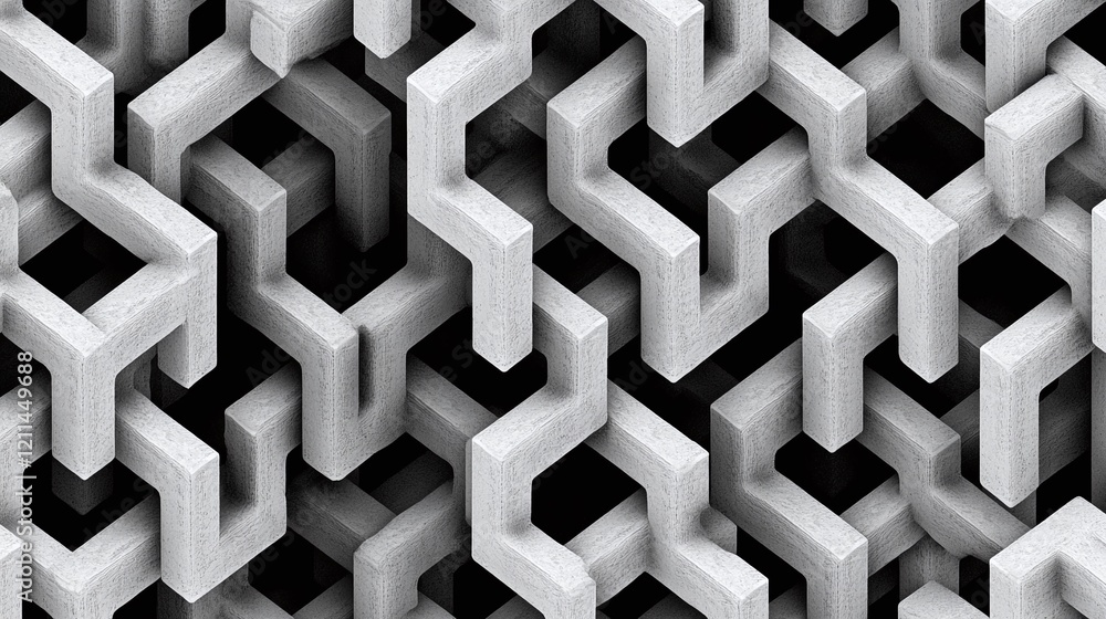 Poster a seamless geometric pattern of hexagons in light gray conveying modernity and structure.