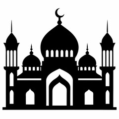 Majestic Mosque Silhouette on White