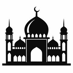 Majestic Mosque Silhouette on White
