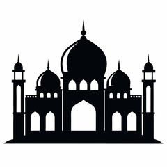 Majestic Mosque Silhouette on White