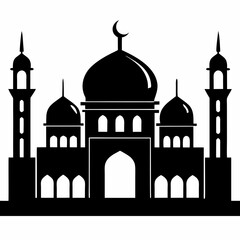 Majestic Mosque Silhouette on White