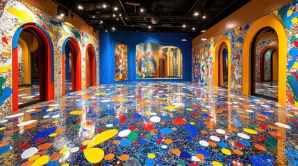 Obraz premium Vibrant Mosaic Hallway: A Kaleidoscope of Color and Art