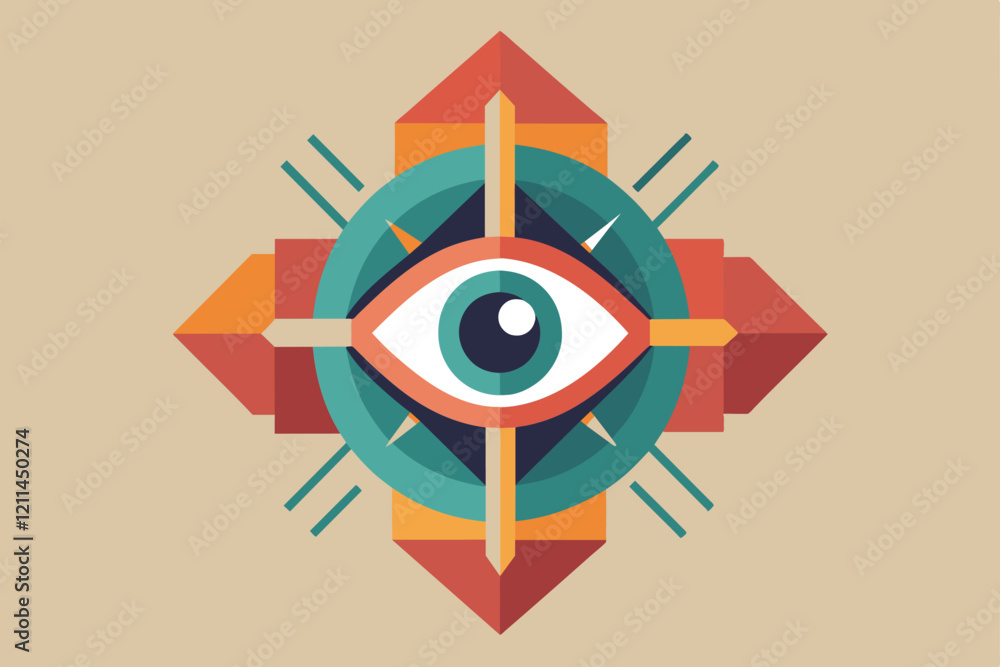 Poster a vibrant design featuring an eye at the center with colorful geometric patterns radiating around it