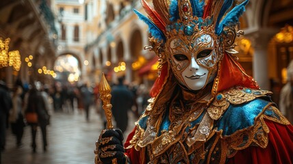 Fototapeta premium Venetian Carnival Mask, Parade, Italy, City, Festive