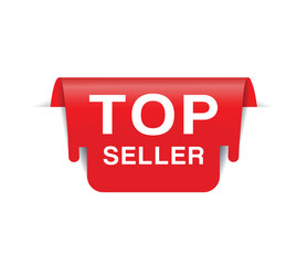 Top seller banner red, colorful vector illustration, advertising or business concept.