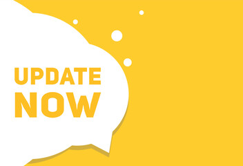 Update now speech bubble, flat banner icon for advertising or announcement. vector illustration element.