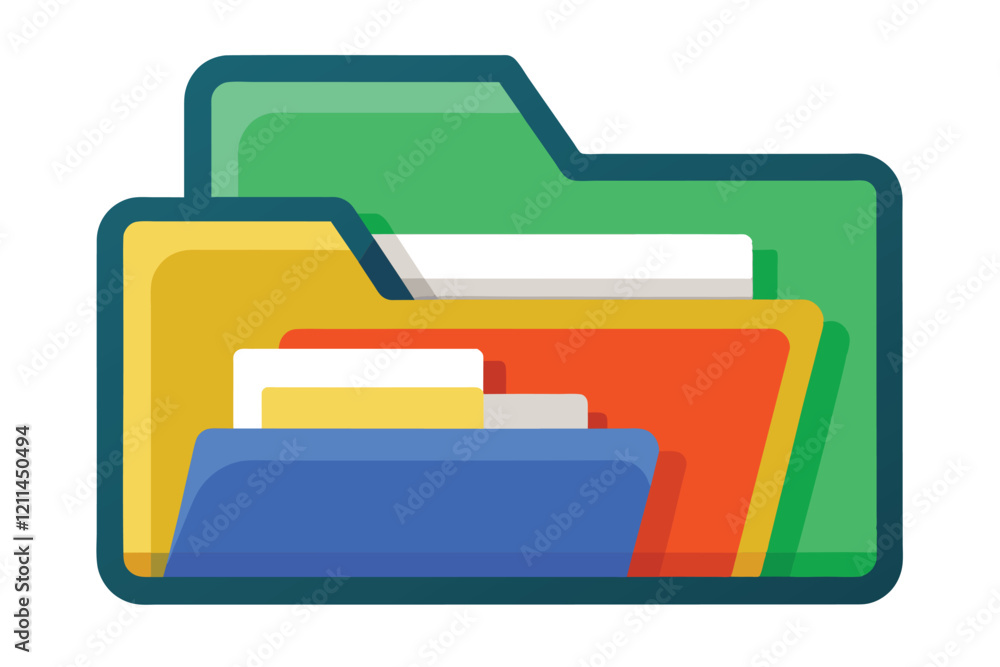 Poster a vibrant collection of folders organized in a visually appealing layout folder set icon
