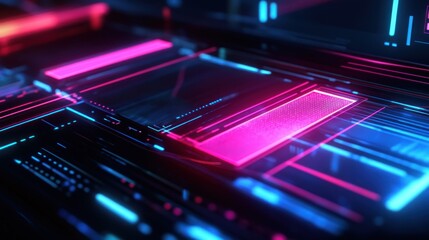 Obraz premium Neon Circuitry: A Futuristic Digital Landscape