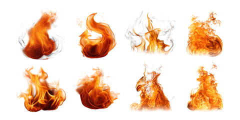 Dynamic Flames Collection on Transparent Background