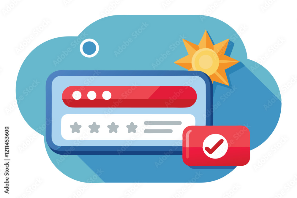 Poster a vibrant design showcasing a password reset interface with a sunny element included forgot password