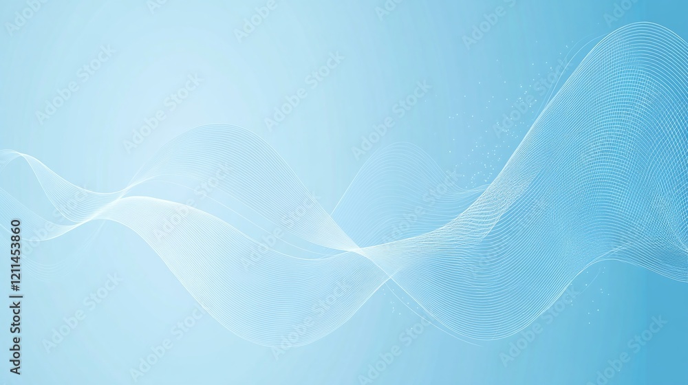 Poster a textured light-blue background with faint waves representing communication and flow.