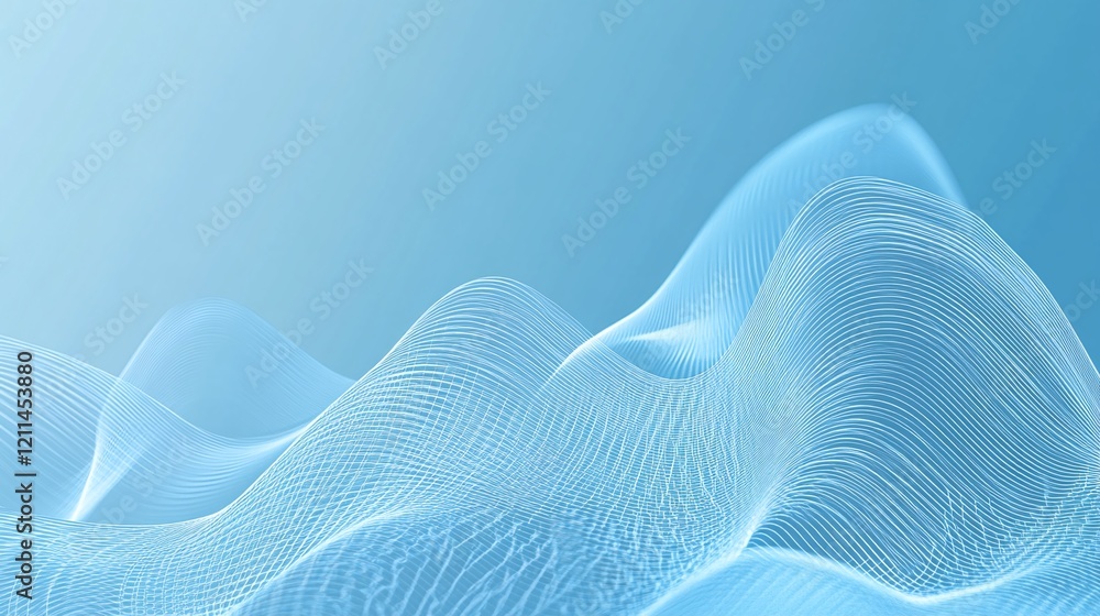 Poster a textured light-blue background with faint waves representing communication and flow.