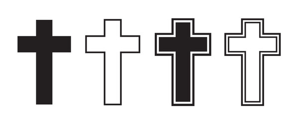 Simple Christian cross. icon religion. Cross shape collection. Cross isolated on white background. 