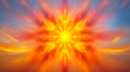 Obraz premium Fiery Sunset Sky Radiating Light And Color