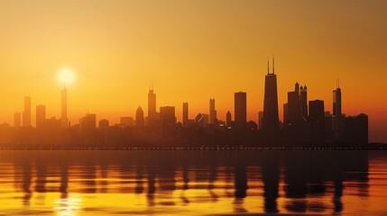Fototapeta premium Silhouette Cityscape at Sunset
