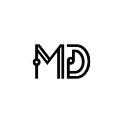 MD monogram logo design letter text name symbol monochrome logotype alphabet character simple logo