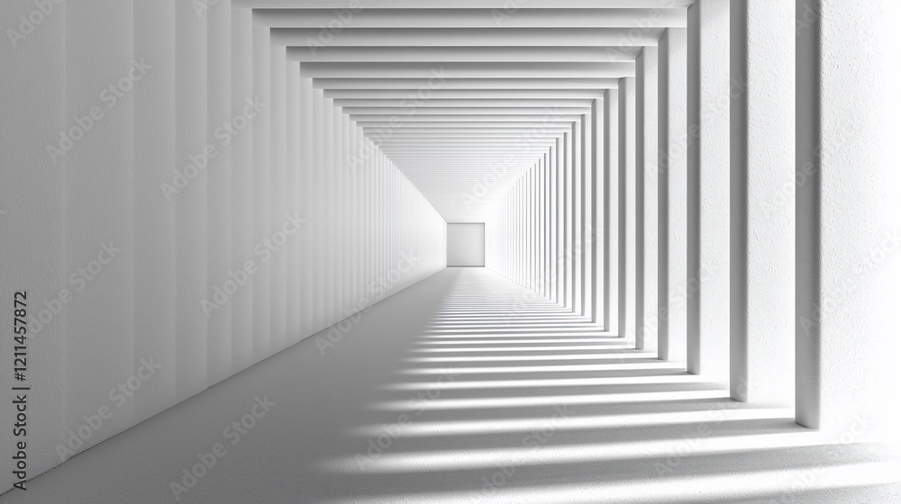 Poster abstract white tunnel with perspective and light.
