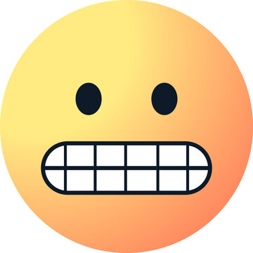 Naklejki Grimacing emoji face, Nervous emoticon showing clenched teeth. awkwardness, nervousness, discomfort emotion