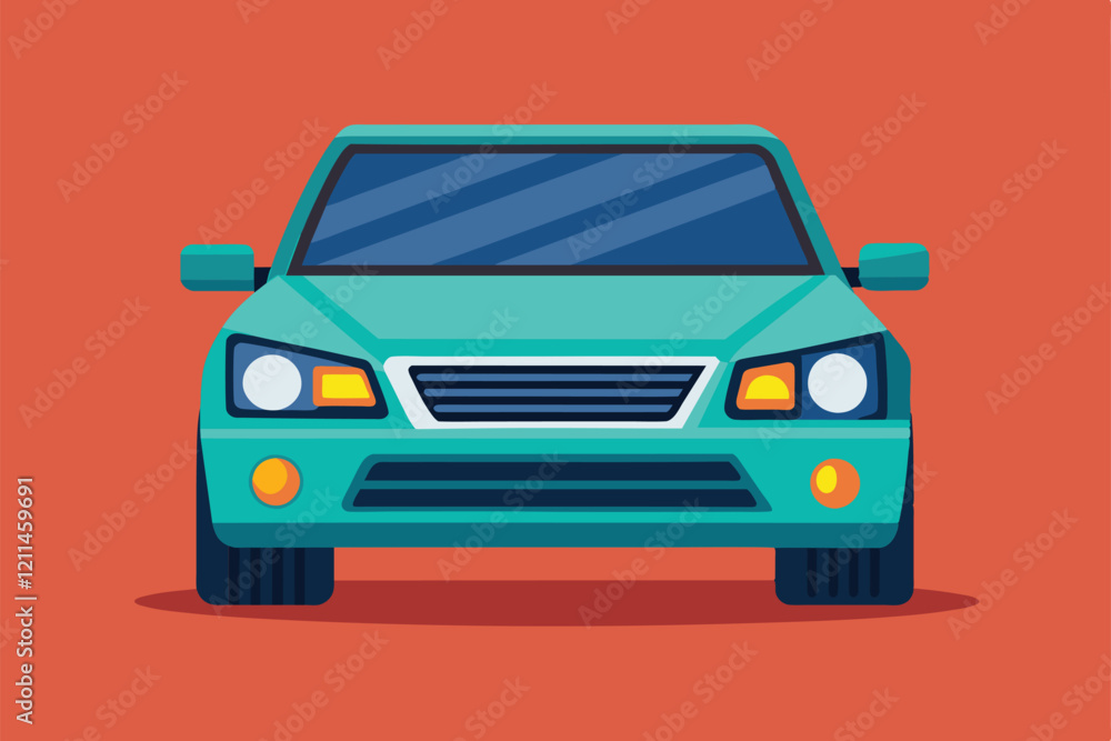 Poster a graphic representation of a carâ€™s front view in a simple, colorful design front car customizable