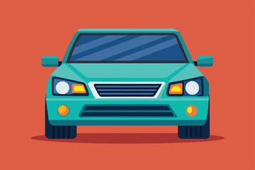A graphic representation of a car&acirc;&euro;&trade;s front view in a simple, colorful design Front car Customizable Flat Illustration