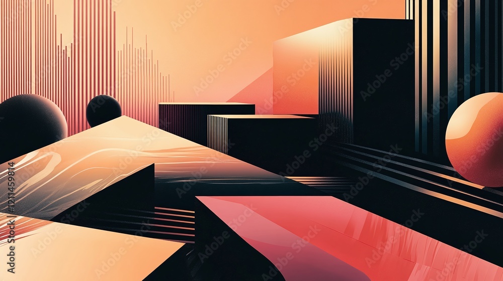 Aufkleber abstract flat vector artwork featuring gradient transitions and 3d illusion effects.