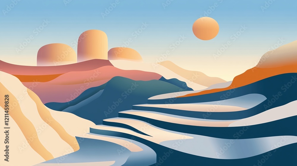 Aufkleber abstract flat vector artwork featuring gradient transitions and 3d illusion effects.