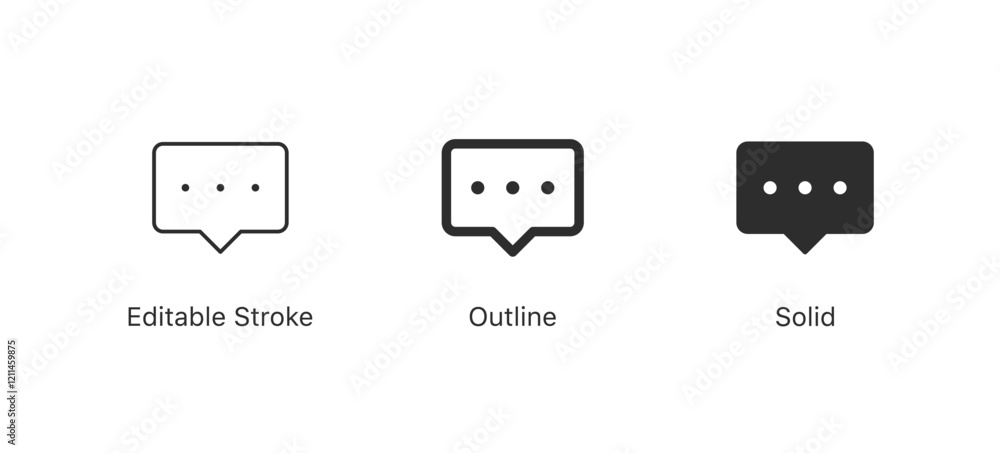 Aufkleber comment icon speech bubble symbol Chat message icons - talk message Bubble chat icon. editable stroke outline style for app user interface and web elements vector icon