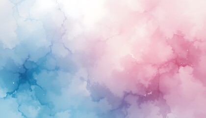 Obraz premium Abstract Pastel Pink and Blue Watercolor Background, Soft Clouds, Dreamy Sky, Artistic Texture, Elegant Design, for Wedding Invitation, Feminine Branding