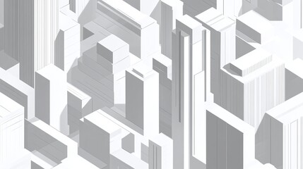 Abstract urban composition with sharp monochrome isometric lines and geometric depth.
