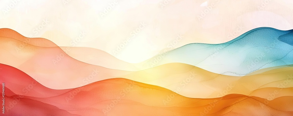 Poster soft watercolor idea. abstract waves of color blending together, creating a serene and harmonious at