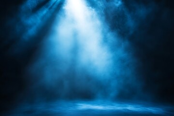 Dramatic Blue Stage Lighting with Smoky Atmosphere