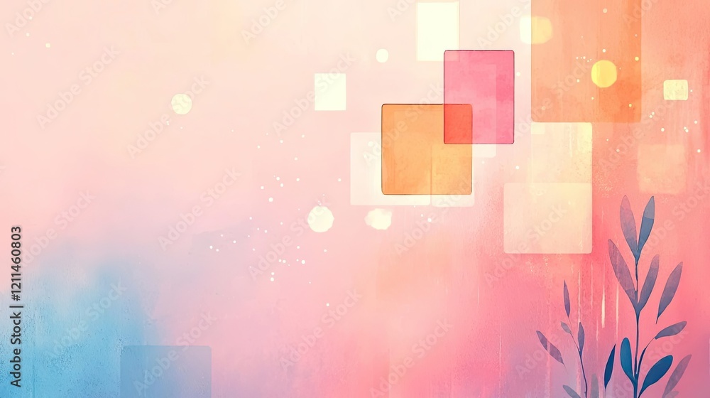 Poster square watercolor concept. abstract colorful background with shapes and soft gradients for creative 