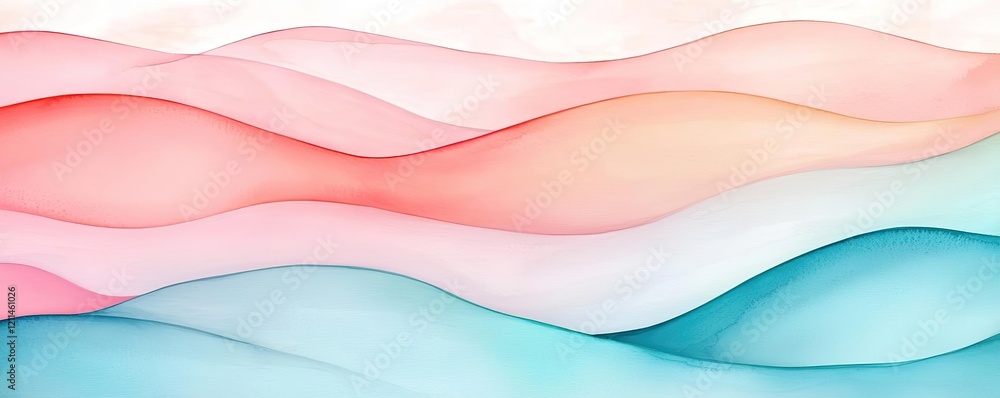 Poster soft watercolor idea. abstract waves in soft pastel colors, creating a calming and serene visual eff