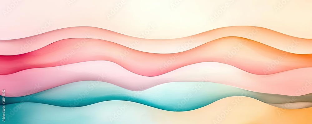 Poster soft watercolor idea. vibrant wave patterns in soft colors create a soothing abstract background.