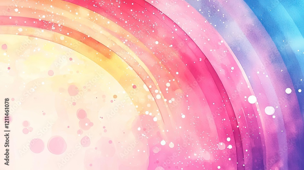 Poster rainbow watercolor concept. a vibrant abstract background with colorful curves and soft bokeh effect