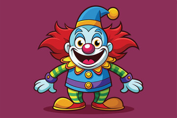 Fototapeta premium The cheerful clown mascot displays a big smile and colorful attire while striking a playful pose Funny Clown Mascot Character