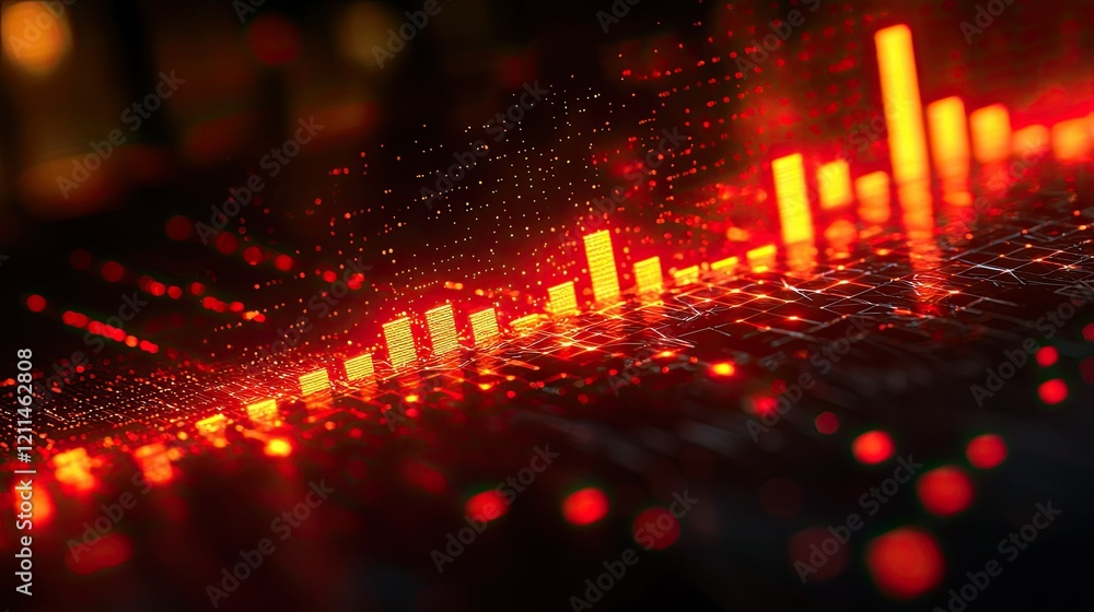 Poster abstract red and orange digital data visualization