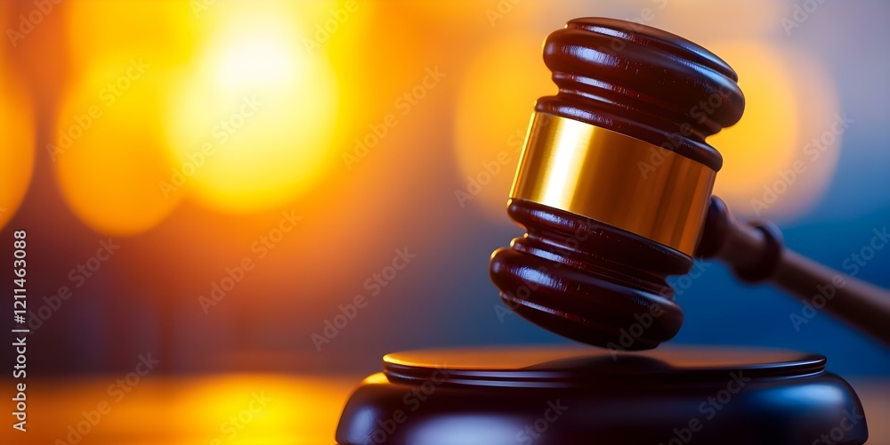 Poster a gavel resting on a sound block, typically used in courts to signify authority and decision-making 