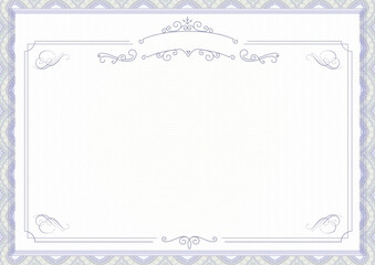 White classic retro certificate of achievement paper template with blue border